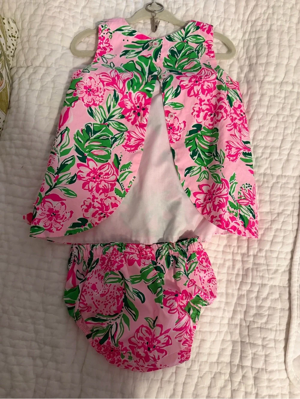 Toddler Lilly Pulitzer Floral Pink Bubble Set with Bloomers — 12-18 Month